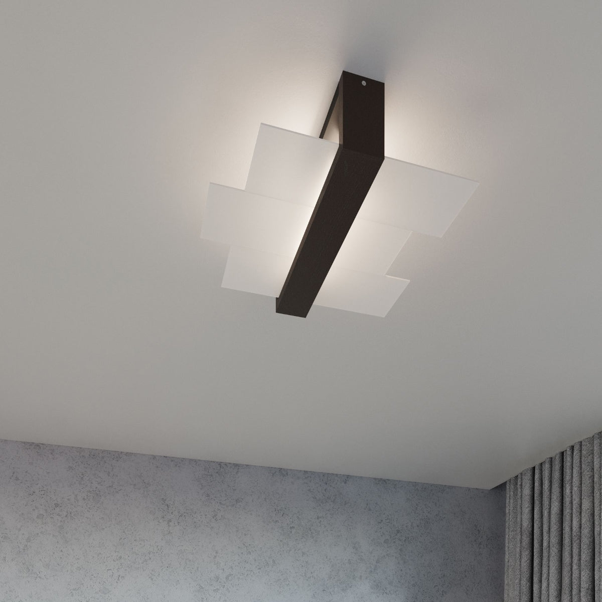 FENIKS 1 wall lamp for living room minimalist black bar with frosted square diffusers for soft ambient lighting