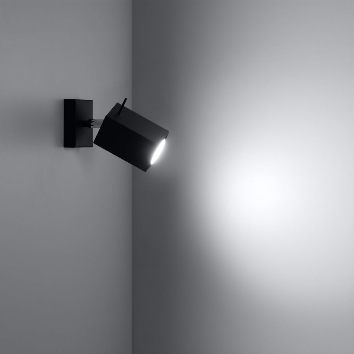 MERIDA Rectangular Black Wall Lamp by Sollux Lighting with Adjustable Spotlight for Modern Interiors