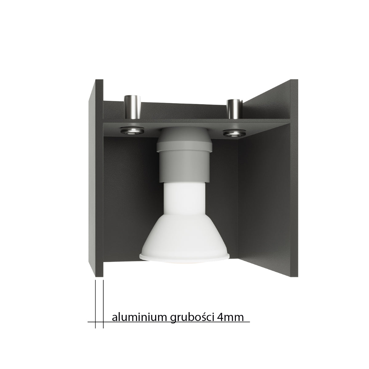 Sollux Lighting modern cube white wall lamp with aluminum frame and spotlight bulb