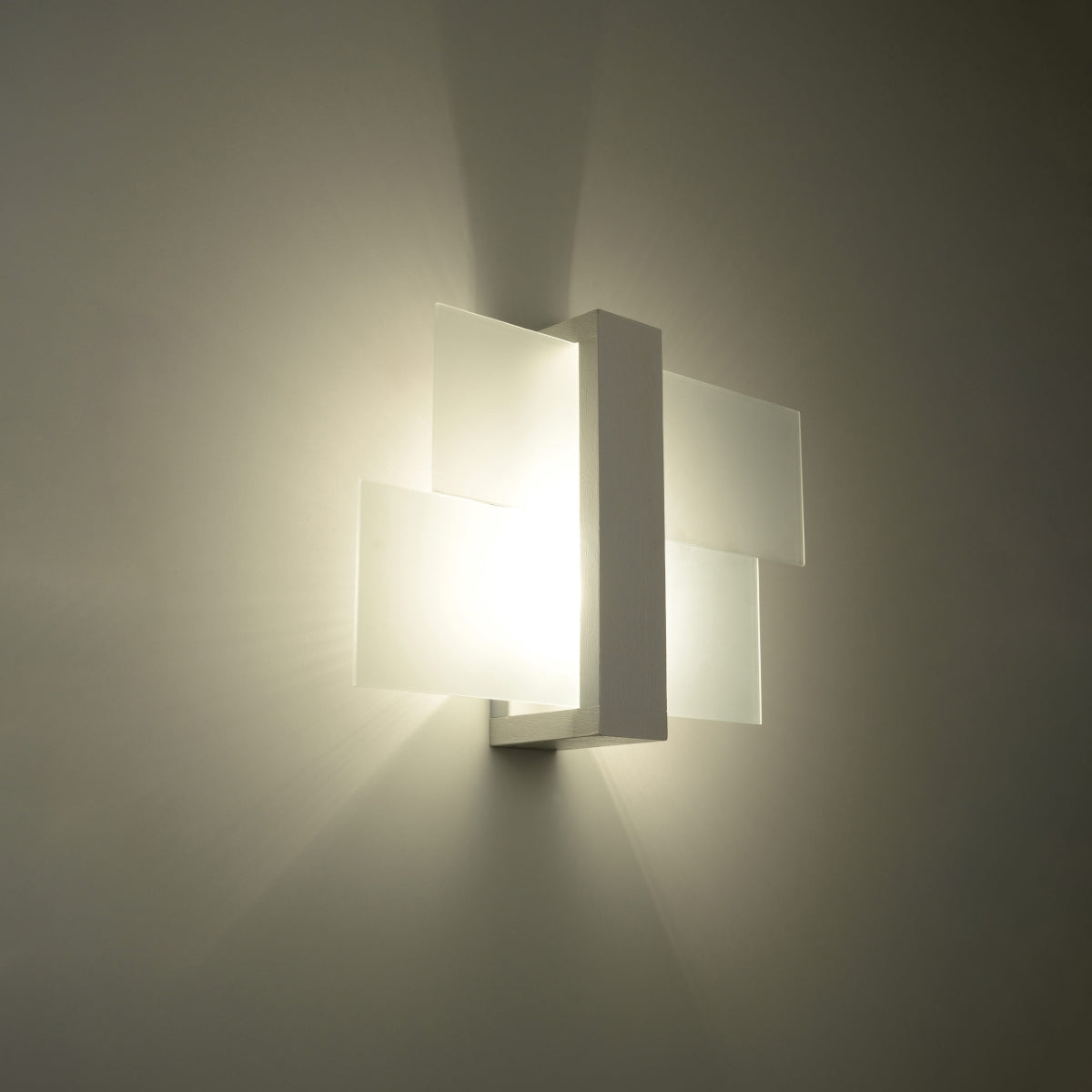 Natural Wood FENIKS 1 Wall Lamp White with Frosted Glass Panels for Soft Ambient Lighting