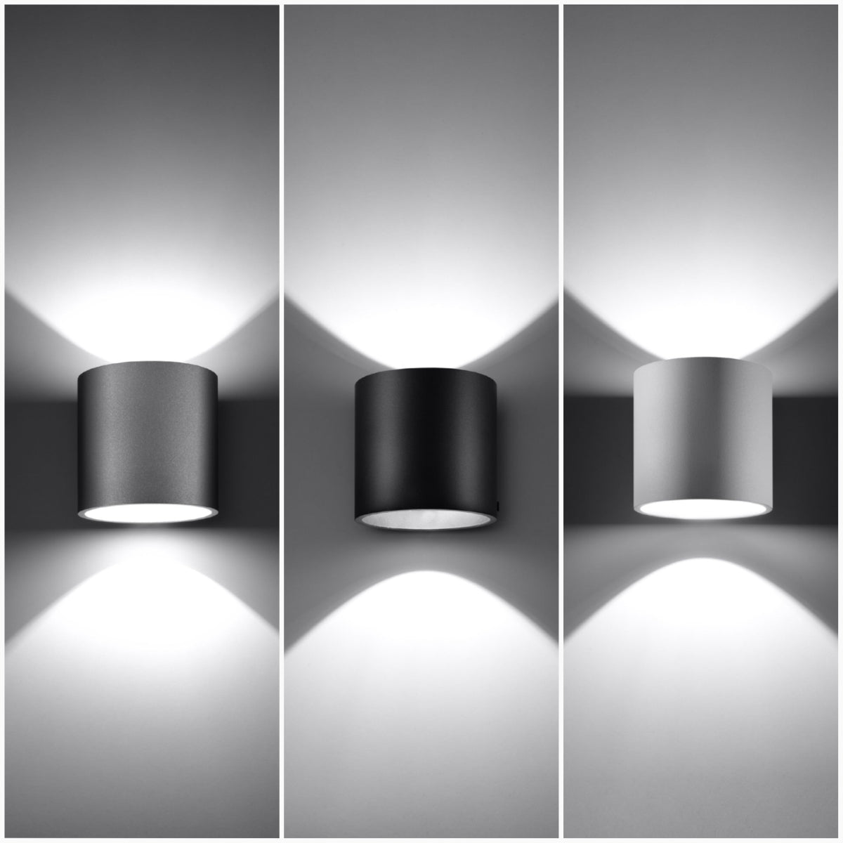 ORBIS 1 wall lamp by Sollux Lighting in gray black and white colors casting stylish light patterns