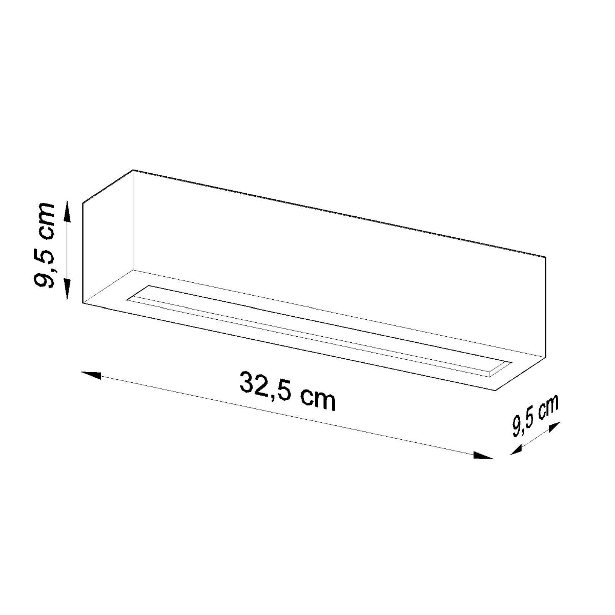 VEGA ceramic wall sconce by Sollux Lighting with rectangular design and dimensions 32.5 by 9.5 by 9.5 cm
