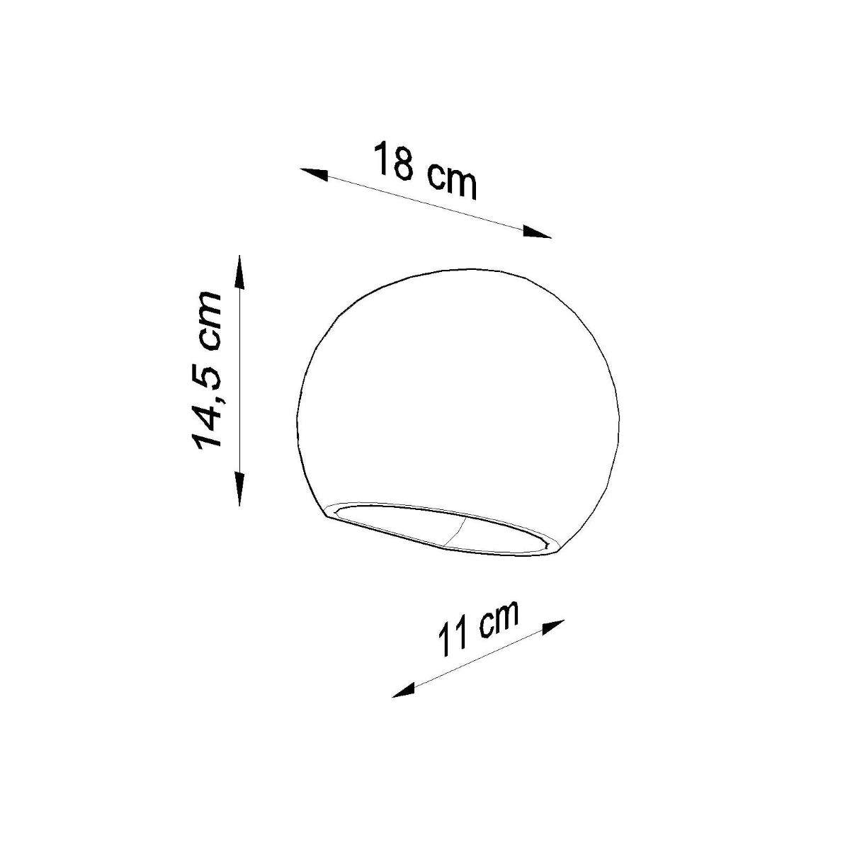 Sollux Lighting modern ceramic wall lamp with rounded shape and dimensions 18 cm by 14.5 cm by 11 cm