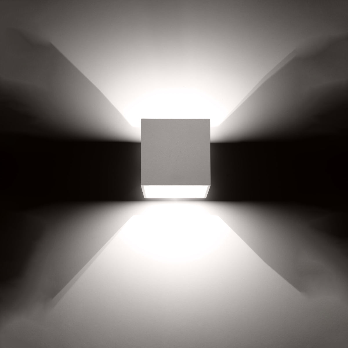 Sollux Lighting modern cube white wall lamp casting stylish upward and downward light patterns