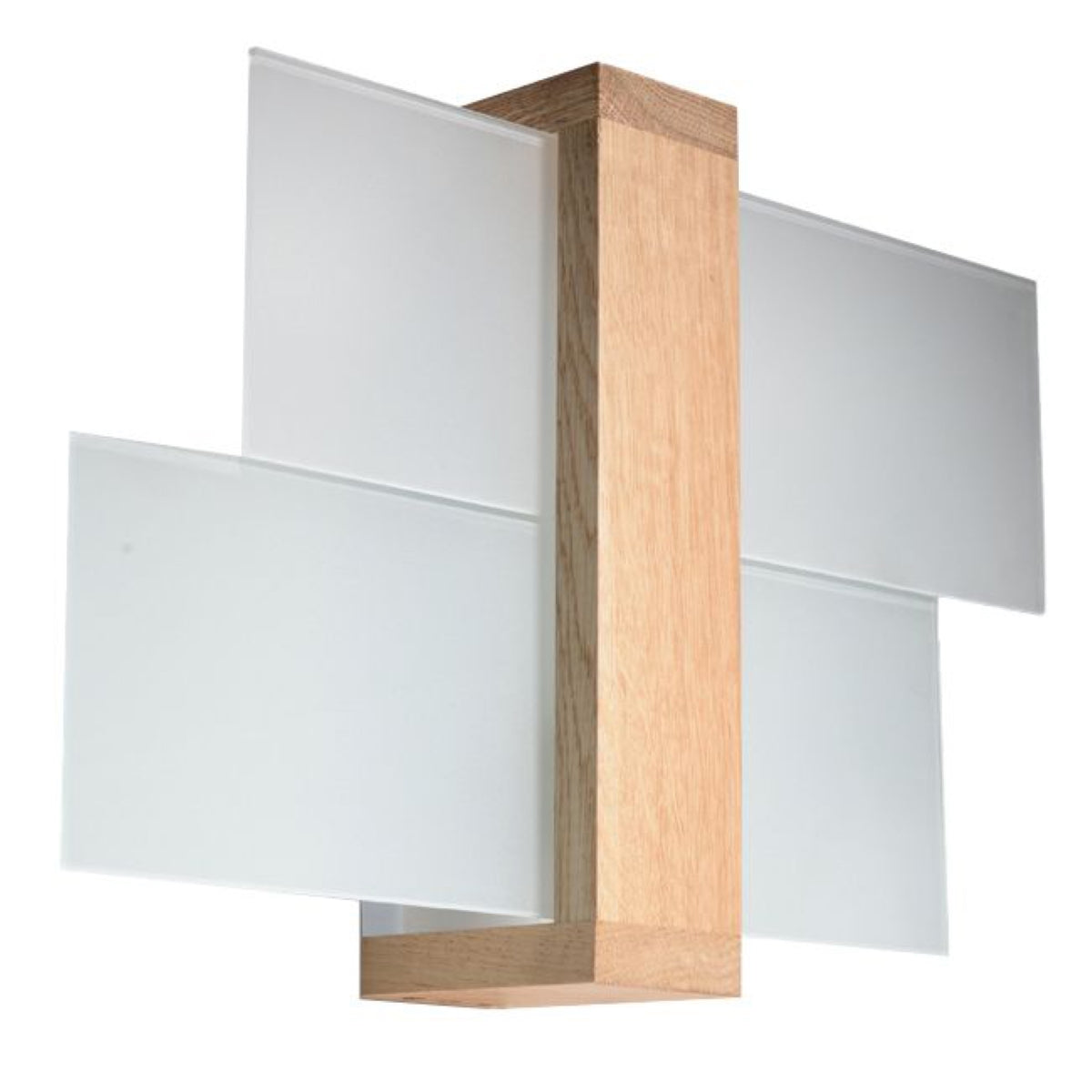 Natural Wood FENIKS 1 Wall Lamp with Frosted Glass Shades and Modern Design for Home Decor