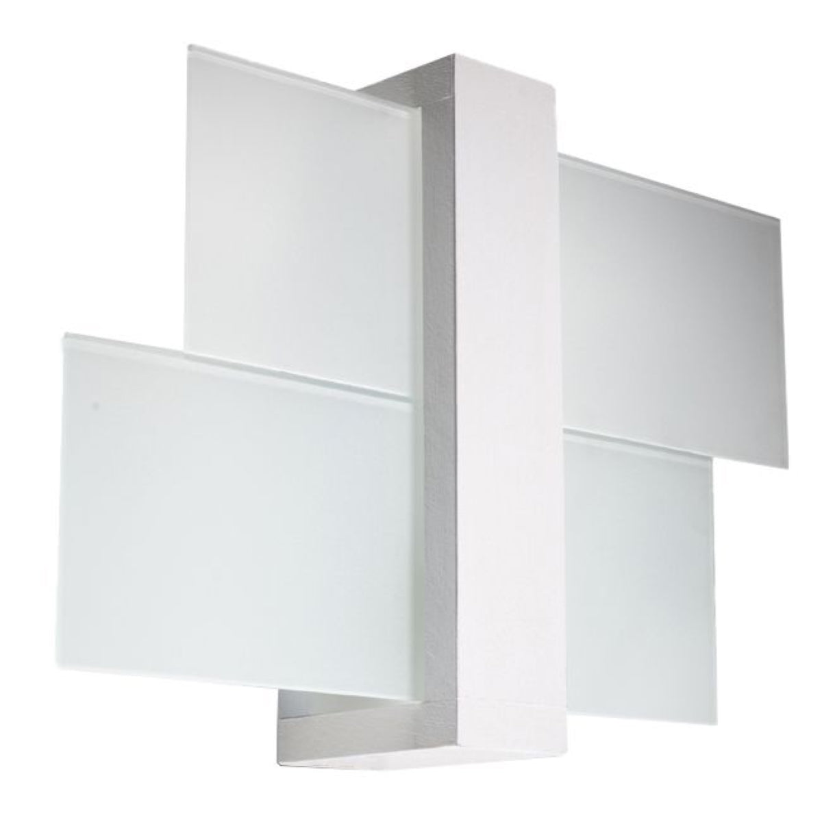 Natural Wood FENIKS 1 Wall Lamp White with Modern Design and Frosted Glass Panels
