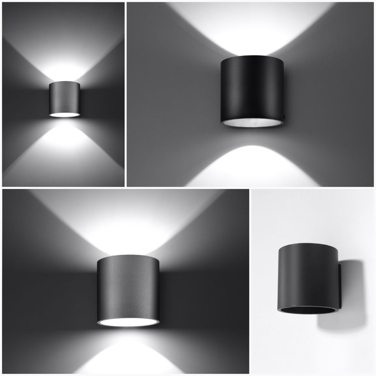 ORBIS 1 wall lamp by Sollux Lighting in black cylindrical design with up and down light effect